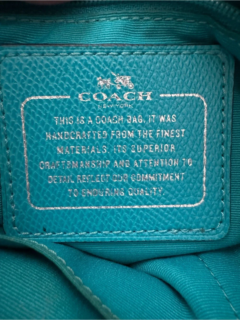 Coach Pebbled Leather Tote in Teal Blue